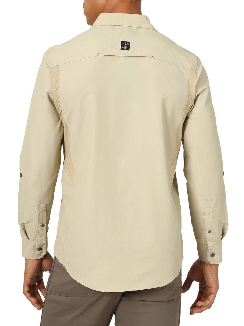 ATG by Wrangler Men's Long Sleeve Mixed Material Shirt, Twill, Medium - Image 2